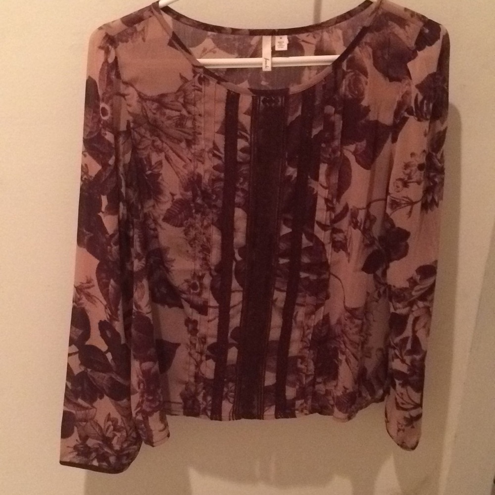 Red floral blouse